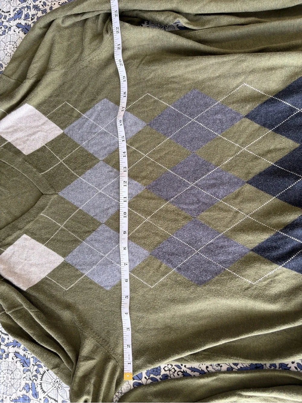 Silk Cashmere Banana Republic Olive Argyle V-Neck Sweater XL Men's bundle
